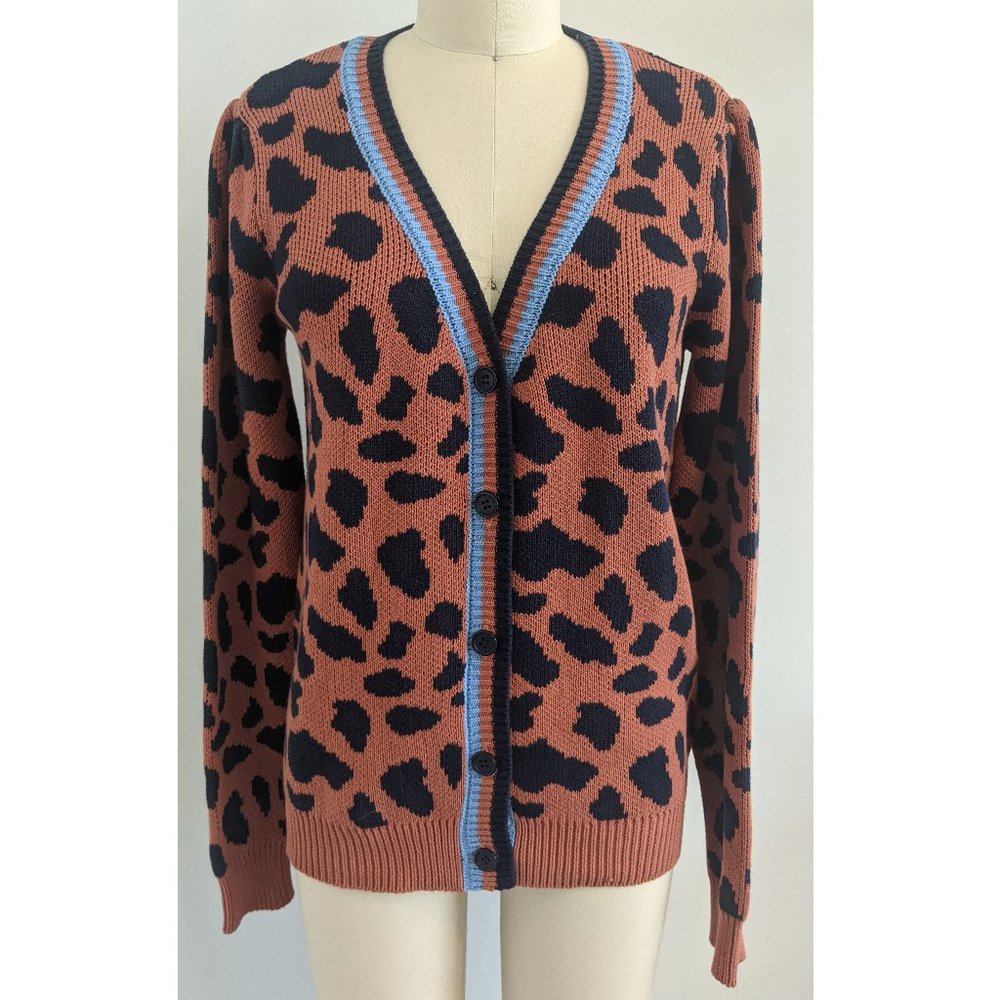BCBGMAXAZRIA Cheetah Spot Preppy Sweater Size S